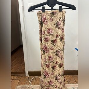 Tiger Mist Beige and Pink Floral Maxi Skirt